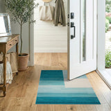 Teal Gradient Geometric Block Area Rug