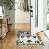 Ornate Green Gold Persian Star Rug
