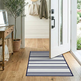 Geometric Modern Blue and Teal Navy Grid Geometric Area Rug