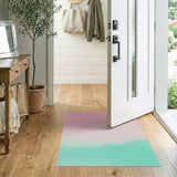Wavy Pink to Teal Gradient Abstract Area Rug