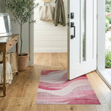 Pink Wavy Abstract Pink Area Rug