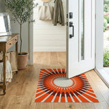 Orange Bold Orange Sunburst Geometric Area Rug
