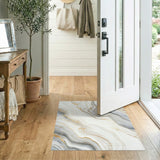 White Gold Marble Abstract Area Rug