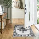 Elegant Black White Persian Mandala Area Rug