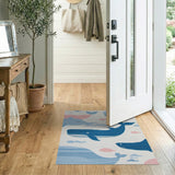 Playful Whales Dolphins Kids Area Rug