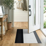 Black and White Black White Halftone Grid Area Rug