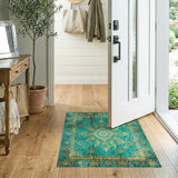 ODIKA Teal Distressed Vintage Area Rug