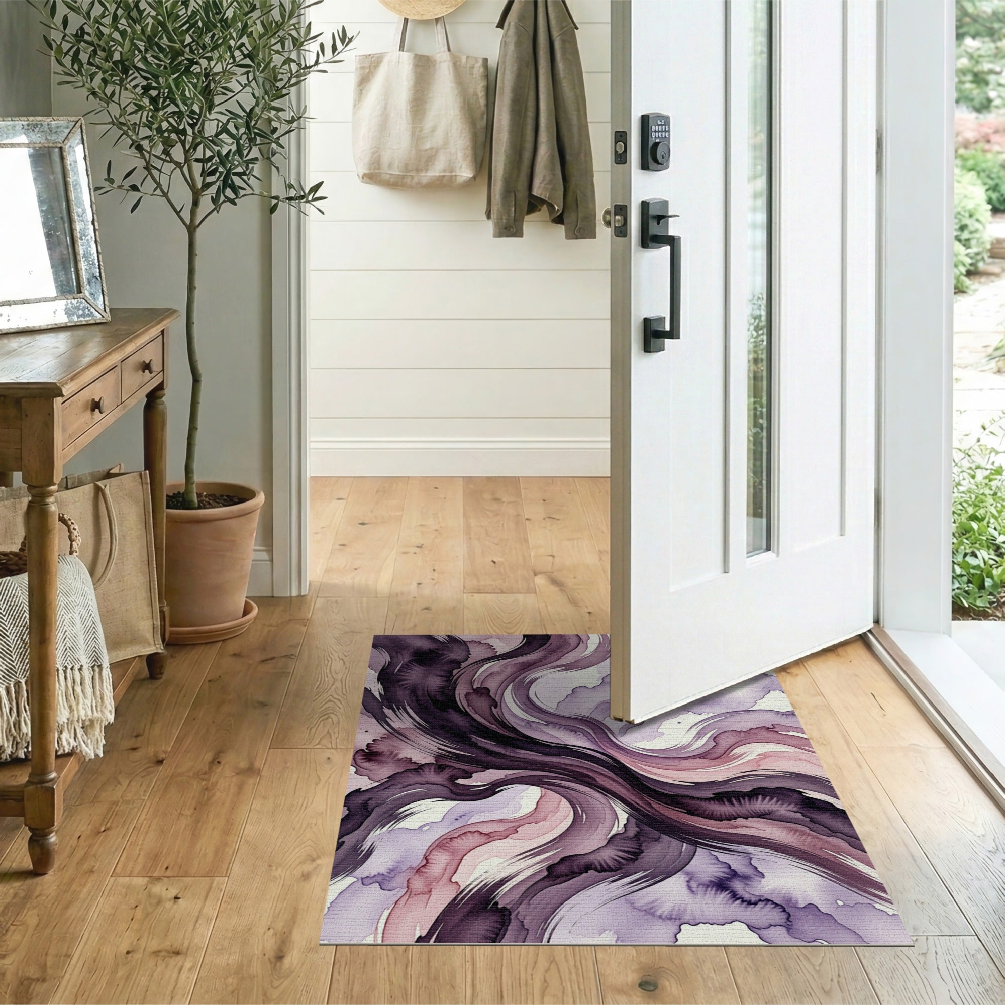 Purple Watercolor Swirl Area Rug