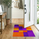 Bold Purple Orange Geometric Block Rug