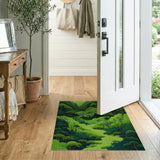 Lush Green Forest Valley Area Rug