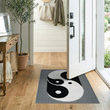 Pixelated Yin-Yang Area Rug Black White