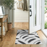 Black White Abstract Feather Brushstroke Rug