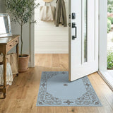 Light Blue Ornate Paisley Border Area Rug