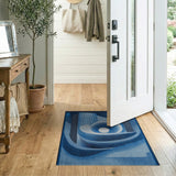Abstract Navy Blue Swirl Geometric Area Rug