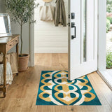 Teal Gold Geometric Area Rug