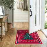 Festive Christmas Tree Snowflakes Area Rug