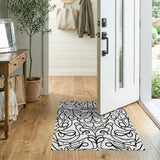 Intricate Black White Swirl Abstract Area Rug