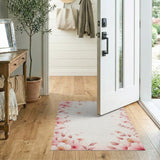 Pink Cherry Blossom Floral Border Rug