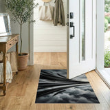 Swirling Black Feathers Storm Abstract Area Rug