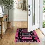 Retro Pink Cassette Mixtape Area Rug