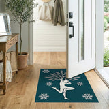 Teal Snowflake Dancer Tree Silhouette Area Rug