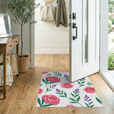 Pink Roses Lavender Floral Area Rug