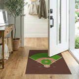 Geometric Modern Green Baseball Diamond Field Area Rug