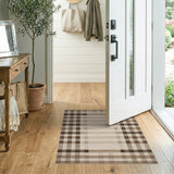 Brown and Tan Brown Tan Plaid Woven Area Rug