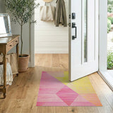 Vibrant Pink Yellow Geometric Area Rug