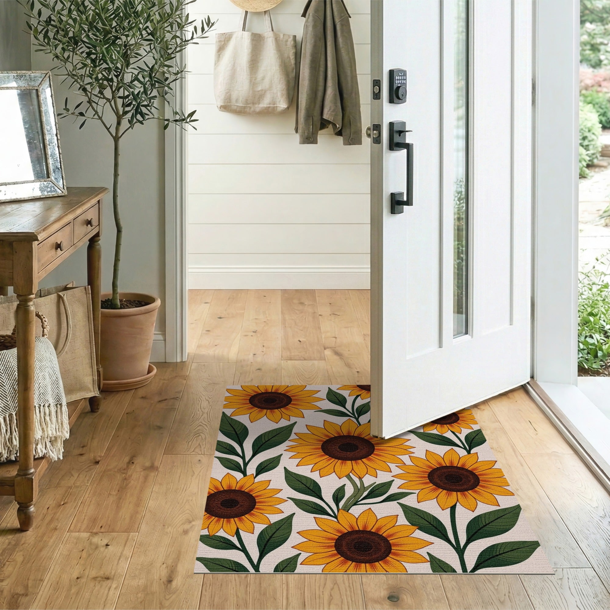 Yellow Vibrant Sunflower Garden Area Rug