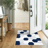 Geometric Modern Navy Hexagon Geometric Area Rug