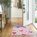 Playful Pink Hearts Polka Dot Area Rug