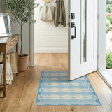 Light Blue Butterfly Motif Area Rug