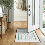 Blue and Teal Geometric Modern Teal Geometric Lattice Area Rug
