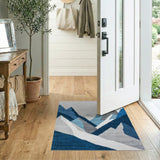 Geometric Modern Geometric Blue Mountain Peaks Area Rug