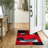 Red Abstract Bold Red Geometric Abstract Area Rug