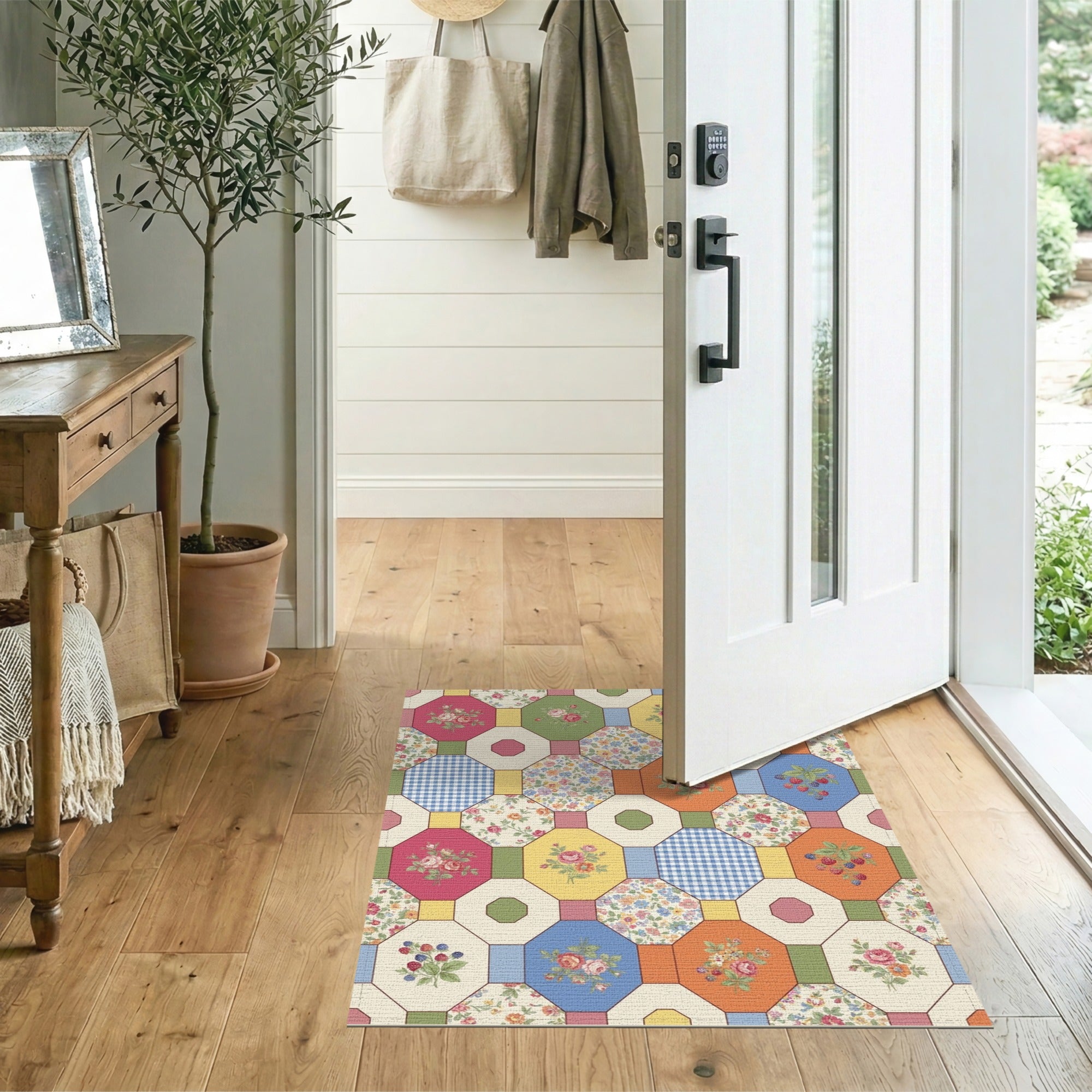 Vintage Floral Patchwork Multi-Color Area Rug