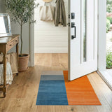 Modern Blue Orange Color Block Area Rug