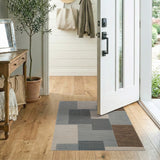 Modern Grey Geometric Block Area Rug