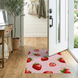 Strawberry Cross-Stitch Pink Area Rug