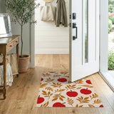 Red Apples Golden Leaves Fruit Pattern Rug