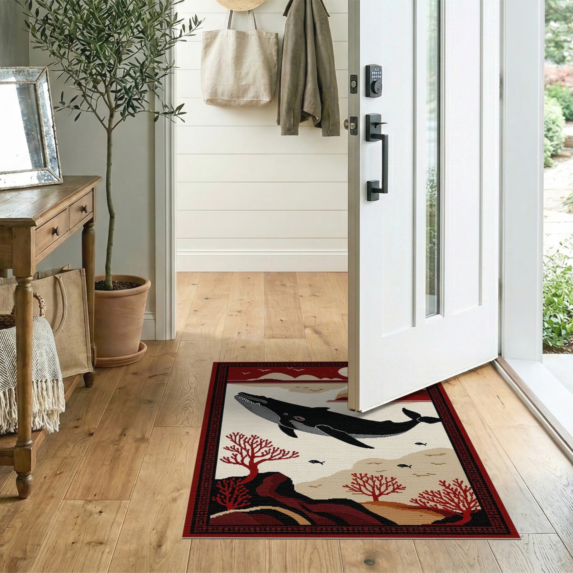 Humpback Whale Sunset Coastal Area Rug