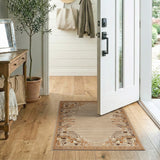 Beige and Neutral Beige Heritage Tribal Border Area Rug