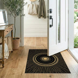 Black Gold Radiant Sunburst Mandala Rug