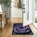 ODIKA Mystic Norse Rune Vortex Purple Washable Low Pile Area Rug