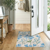 Vintage Blue Floral Pattern Area Rug