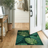 Floral Vintage Lush Green Monstera Leaves Area Rug