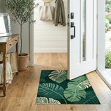 Lush Variegated Monstera Leaf Green Area Rug