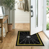 Intricate Spider Web Area Rug Black with Gold Border