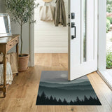 Moonlit Misty Mountains Pine Forest Rug